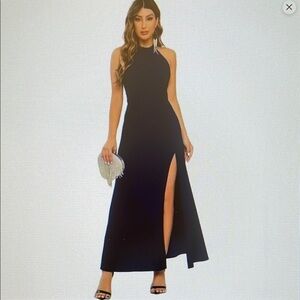 Elegant Black Halter Maxi Dress